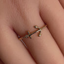 Solid 14K Yellow Gold Anchor Round CZ Ring