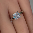 Sterling Silver Solitaire Princess Cut CZ Ring