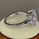 Sterling Silver Cushion-Cut Iridescent Rainbow CZ Ring