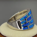 Sterling Silver Bricks Lab Opal Ring