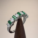 Sterling Silver Round & Baguette Emerald CZ Ring