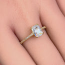 Solid 14K Yellow Gold Radiant Cut CZ Engagement Ring