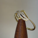 Solid 14K Yellow Gold Curved CZ Ring