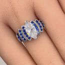 Sterling Silver Elegant Blue Spinel Marquise Clear CZ Ring