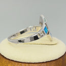 Sterling Silver Unique Pattern Lab Opal Ring