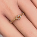 Solid 14K Yellow Gold Heart Diamond Ring