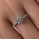 Solid 14K White Gold Solitaire Round Clear CZ Engagement Ring