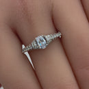 Sterling Silver Victorian Oval and Round Cut Clear CZ Engagement Ring