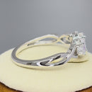 Sterling Silver Triple Oval Iridescent Rainbow CZ Ring