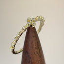 Solid 14K Yellow Gold Cross Bead CZ Ring