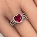 Sterling Silver Ruby Heart CZ Ring
