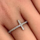 Sterling Silver Cross Clear CZ Ring