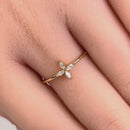Solid 14K Yellow Gold Cross Marquise Cut CZ Ring