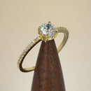 Solid 14K Yellow Gold Classic Round Clear CZ Engagement Ring