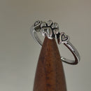Sterling Silver Pet Love Paw & Hearts Ring