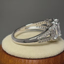 Sterling Silver 3 Stone Halo CZ Engagement Ring