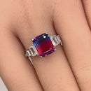 Sterling Silver Bicolor Blue Ruby Ombre CZ Ring
