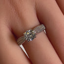 Sterling Silver Pave Engagement Clear CZ Ring