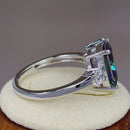 Sterling Silver Triple Rectangular Rainbow Topaz CZ Ring