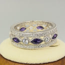 Sterling Silver Eternity Marquise & Round Amethyst CZ Ring