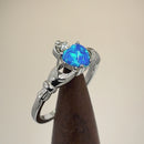 Sterling Silver Claddagh Lab Opal CZ Ring