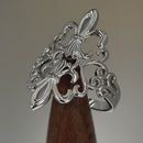 Sterling Silver Double Fleur de Lis Heart Ring