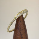 Solid 14K Gold Bead and Bar with Clear CZ Ring