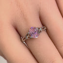 Sterling Silver Charmed Oval Pink CZ Ring