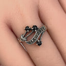 Sterling Silver Black Onyx Marcasite Ring