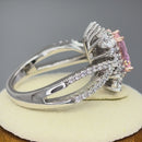 Sterling Silver Royal Pink Halo CZ Ring