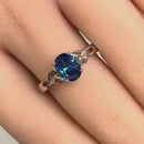 Sterling Silver Charmed Oval Light Blue CZ Ring
