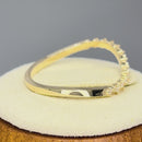 Solid 14K Yellow Gold Wave Accent Round Clear CZ Ring