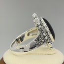 Sterling Silver Marquise Black Onyx Marcasite Ring