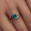 Sterling Silver Round Bezel Blue Topaz CZ Ring