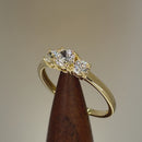 Solid 14K Yellow Gold Triple Round Cut CZ Engagement Ring