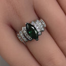 Sterling Silver Marquise Cut Emerald CZ Ring