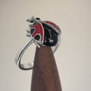 Sterling Silver Black Onyx and Enamel Ladybug Ring