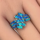 Sterling Silver Crooked Lab Opal Ring