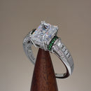 Sterling Silver Clear Emerald Cut Emerald CZ Ring