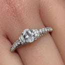 Sterling Silver Victorian Oval and Round Cut Clear CZ Engagement Ring