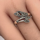 Sterling Silver Triple Eye Marcasite Ring