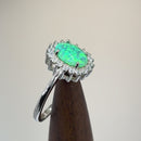 Sterling Silver Oval Green Lab Opal CZ Ring