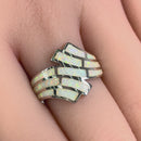 Sterling Silver Crooked White Lab Opal Ring