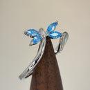 Sterling Silver Dragonfly Aqua Blue CZ Ring