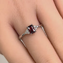 Sterling Silver Precious Emerald Cut Dark Garnet CZ Ring