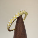 Solid 14K Yellow Gold Beads & Round Cut CZ Ring