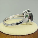 Sterling Silver Bi-Color Purple & Green Ombre Cushion Cut CZ Ring