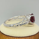 Sterling Silver Swirl Design Garnet and Clear CZ Ring