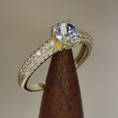 Solid 14K Yellow Gold Noble Round Clear CZ Engagement Ring