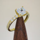 Solid 14K Yellow Gold Princess Cut CZ Engagement Ring